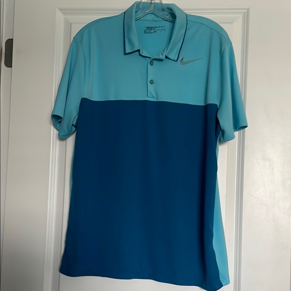 Nike Blue Color-Block Polo Shirt Sporty Design